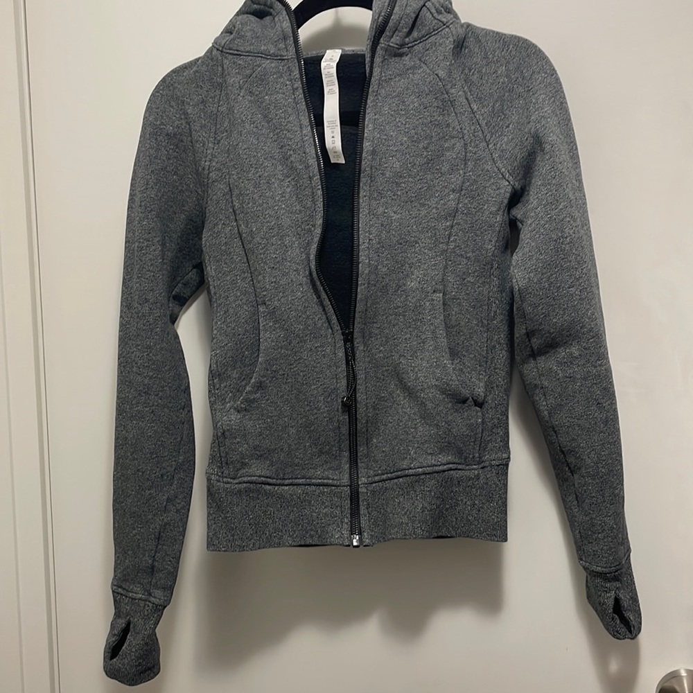 Lulu lemon scuba hoodie light cotton fleece  full zip in heather speckled grey